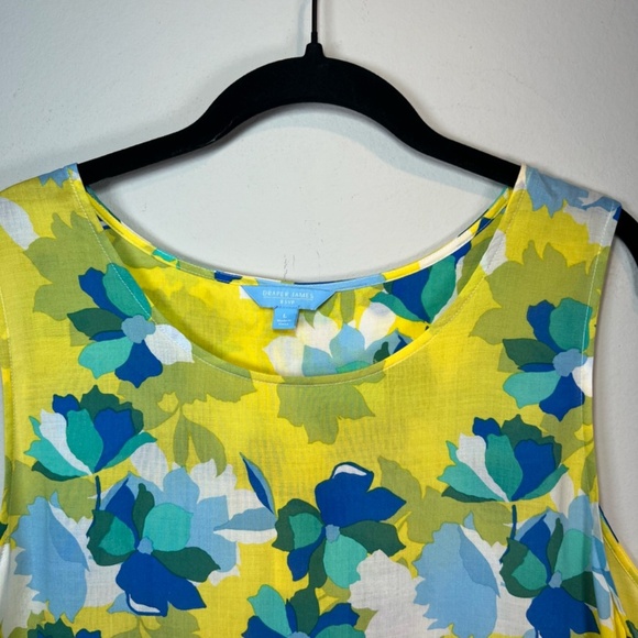 Draper James RSVP Womens Button Side Floral Tank Top Yellow Lightweight Sz Large - Picture 2 of 15